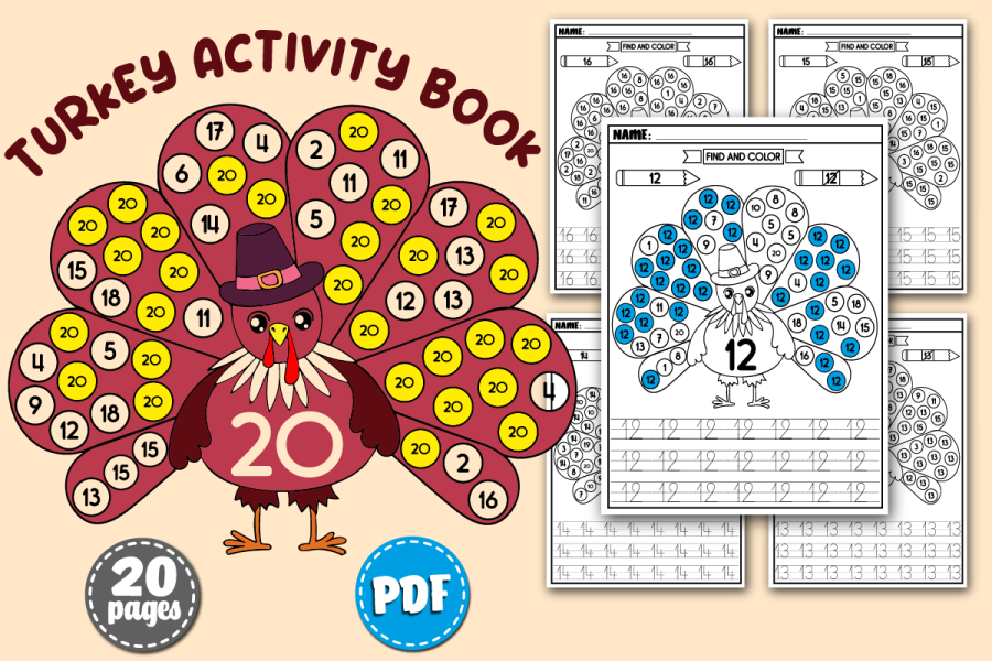 Turkey Activities Number Recognition Worksheets