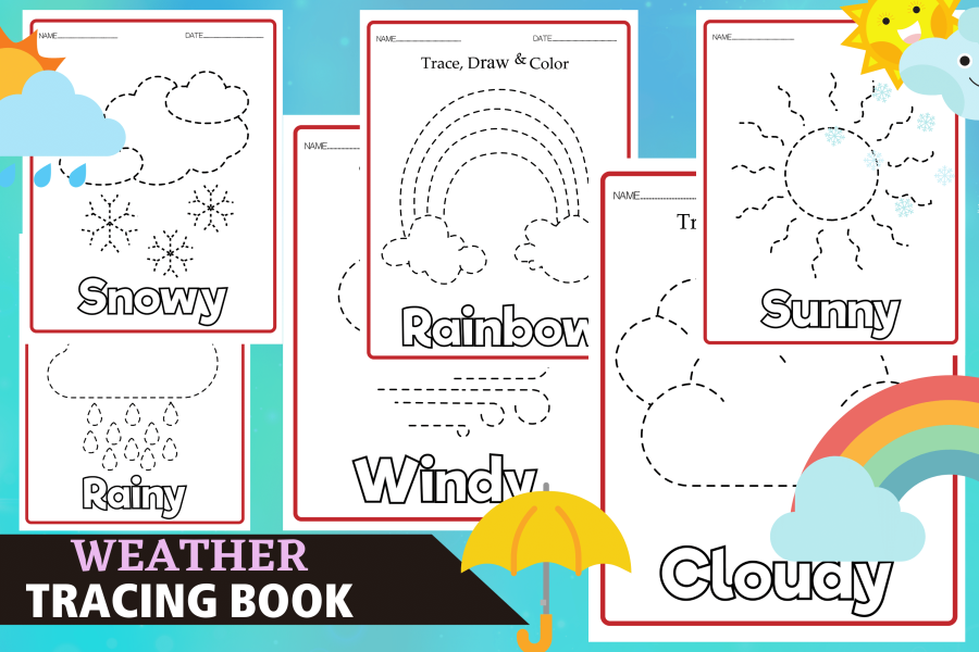 Weather Tracing and Coloring Workbook