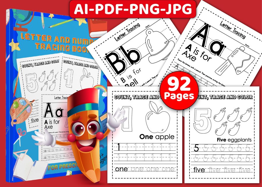 Alphabet and Number Tracing Activity Book