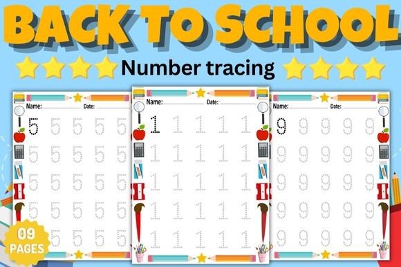 Back to School Number Tracing Worksheets