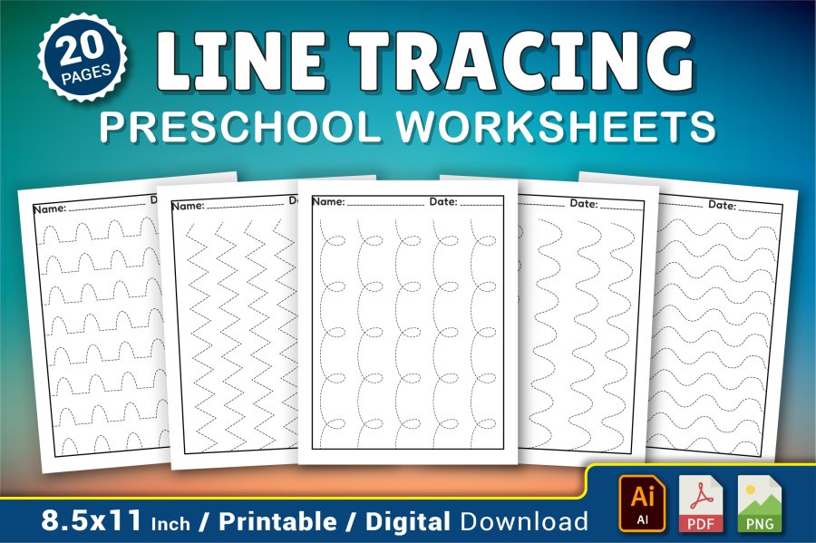 Preschool Line Tracing Worksheets