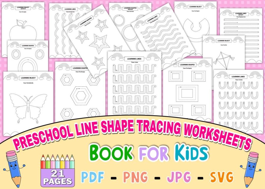 Preschool Line and Shape Tracing Worksheets