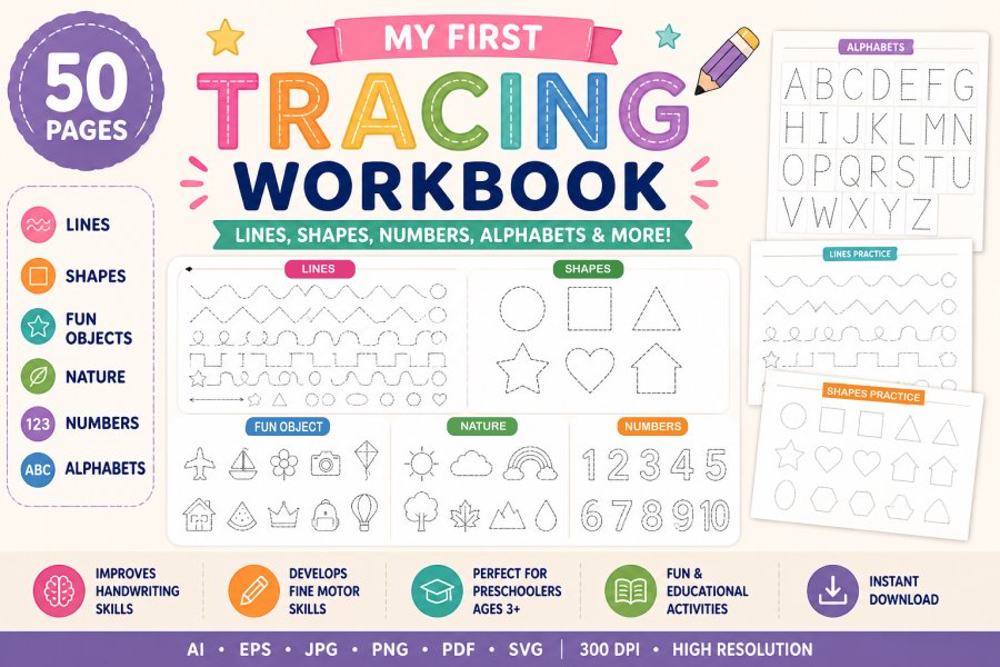 Preschool Tracing Workbook