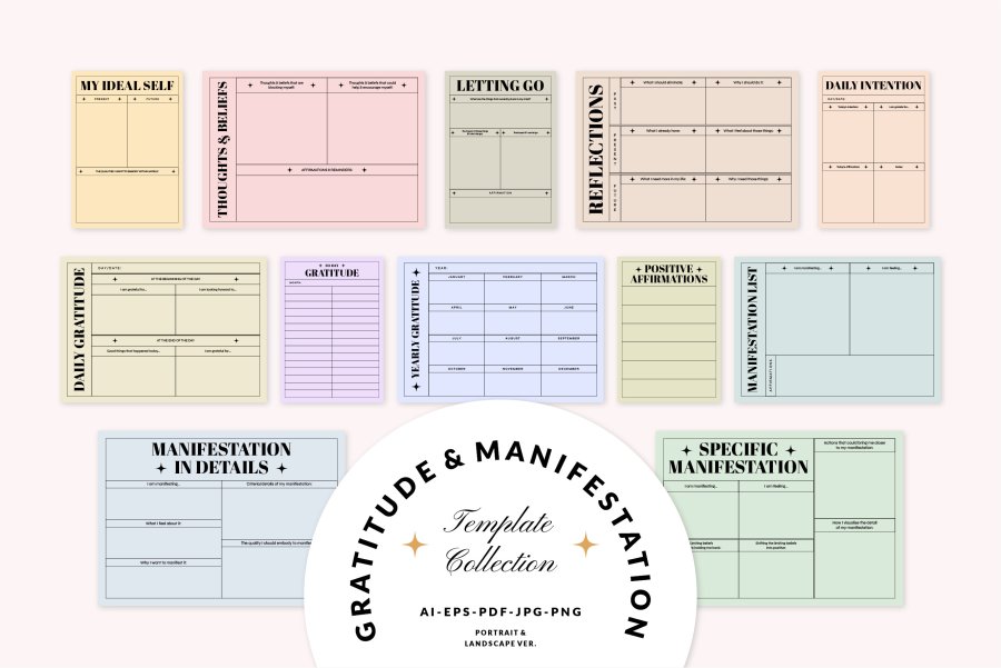 Printable Gratitude Manifestation Planner Set