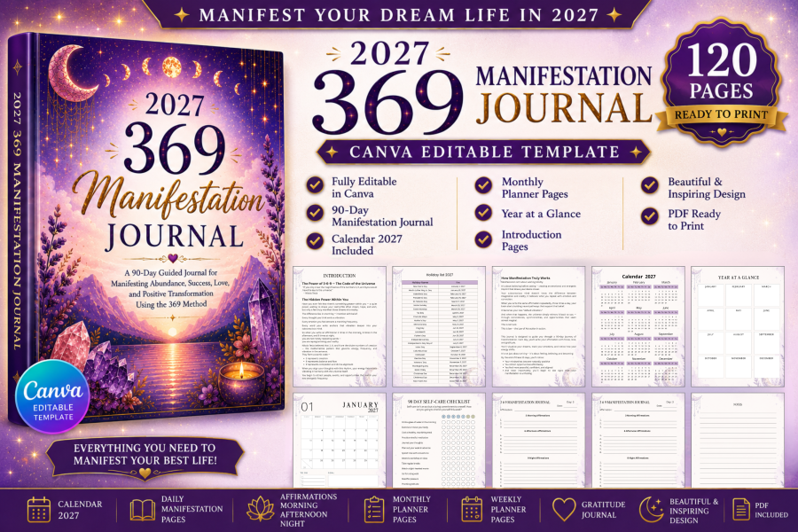 369 Manifestation Journal Canva Template