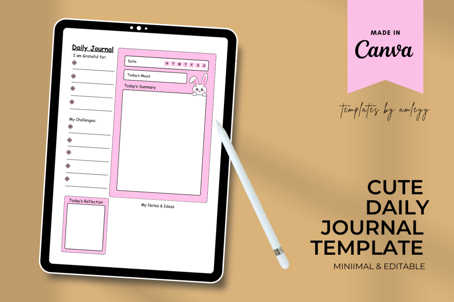 Cute Daily Journal Canva Template