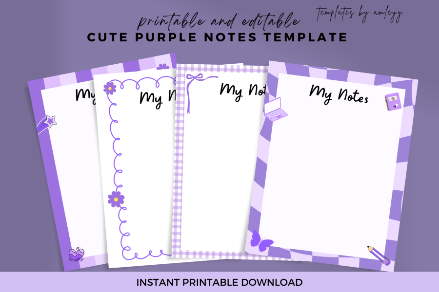 Cute Purple Daily Planner Template