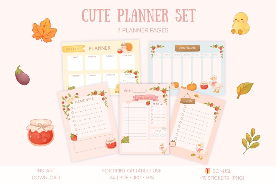 Cottagecore Fall Planner Set