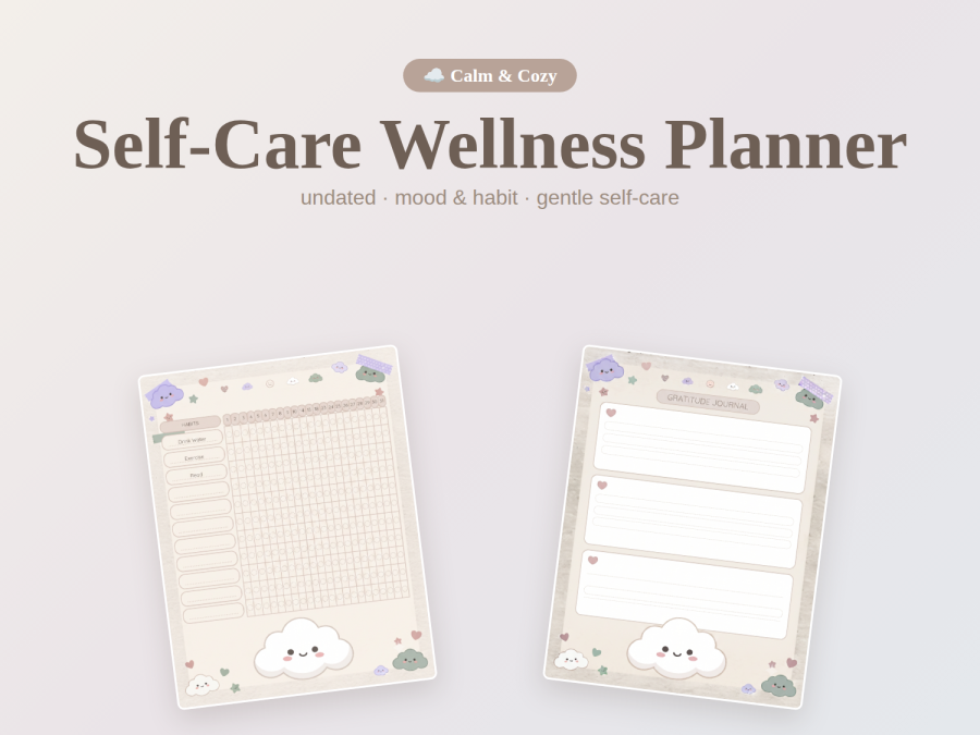 Cute Cloud Self-Care Wellness Planner