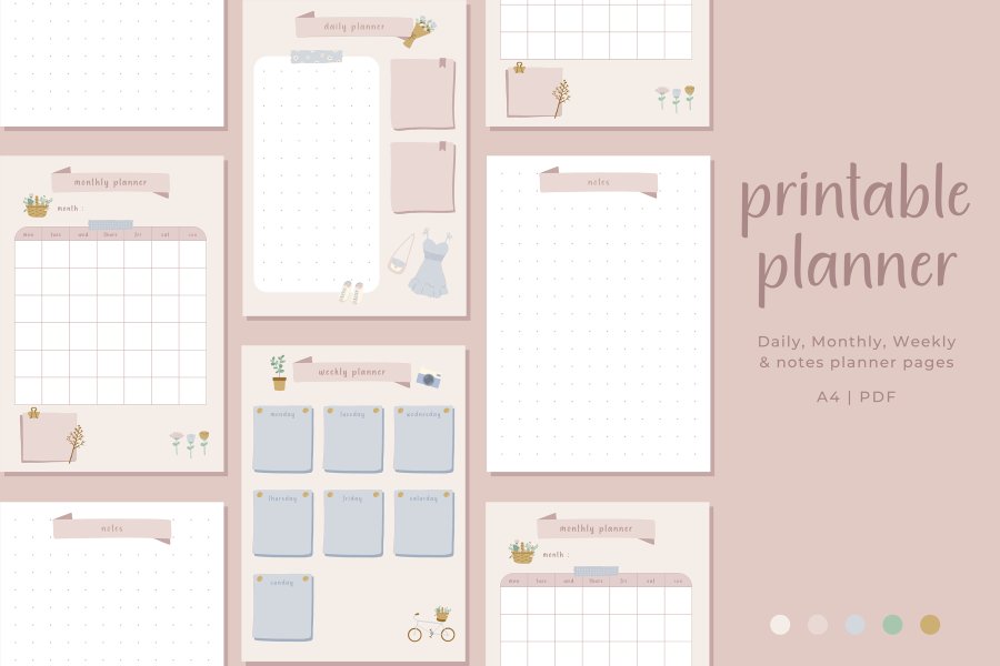 Cute Pastel Journal Planner Sheets
