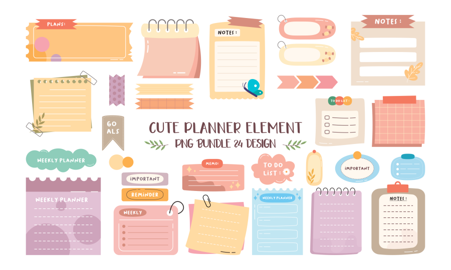 Cute Planner Element PNG Bundle