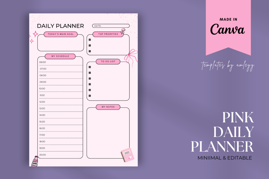 Pink Daily Planner Template