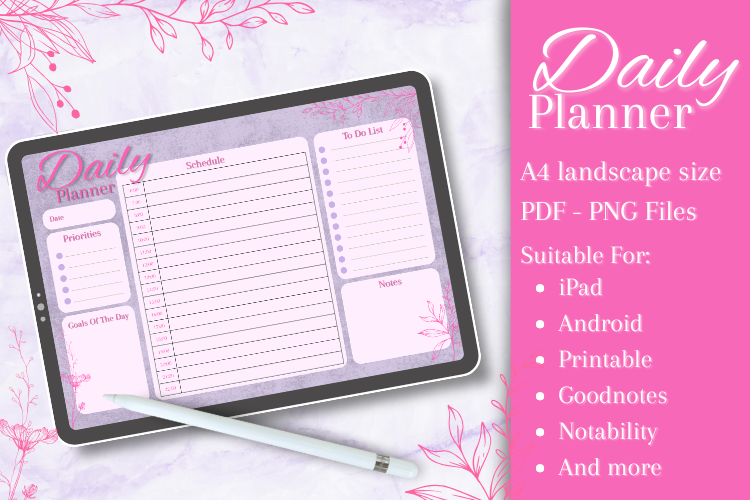 Pink Daily Planner Printable Template