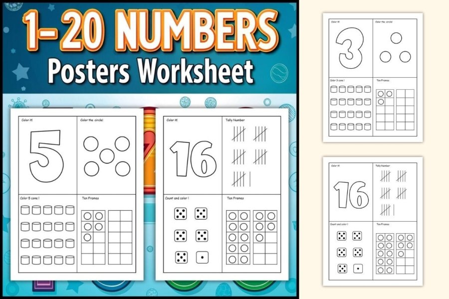 Numbers 1 to 20 Learning Posters