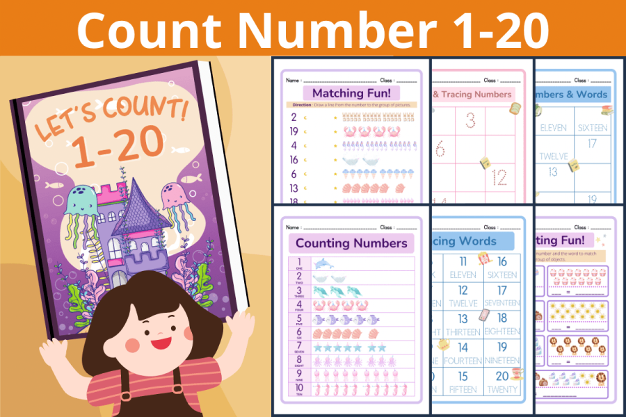 Cute & Colorful Numbers 1-20 Learning Book