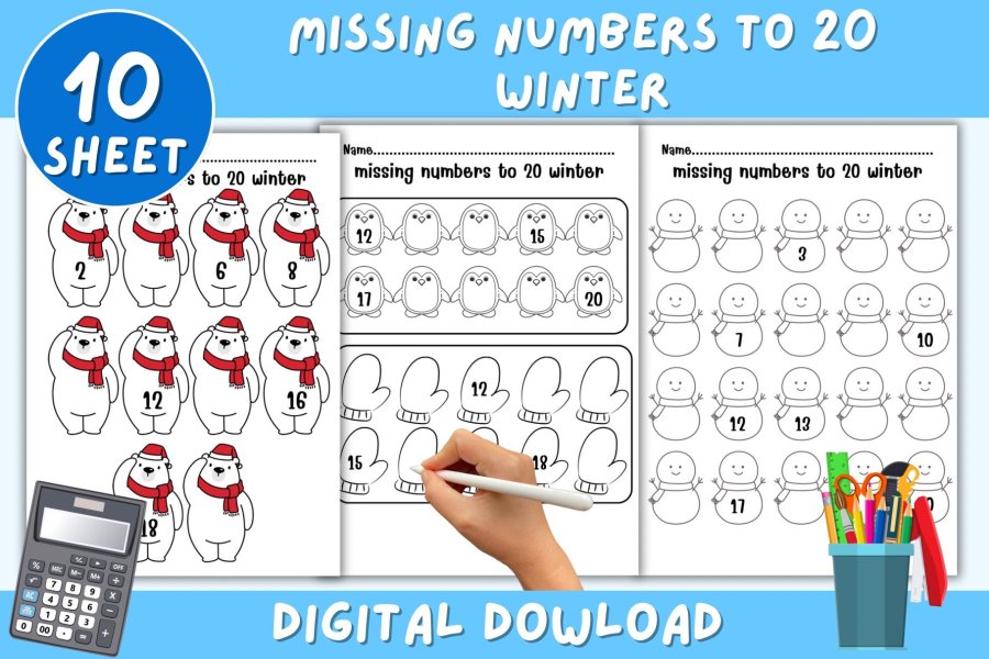 Winter Missing Numbers Worksheet