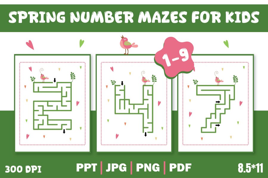 Spring Number Mazes
