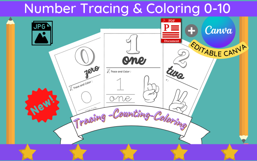 Count Trace and Color Number Tracing Workbook