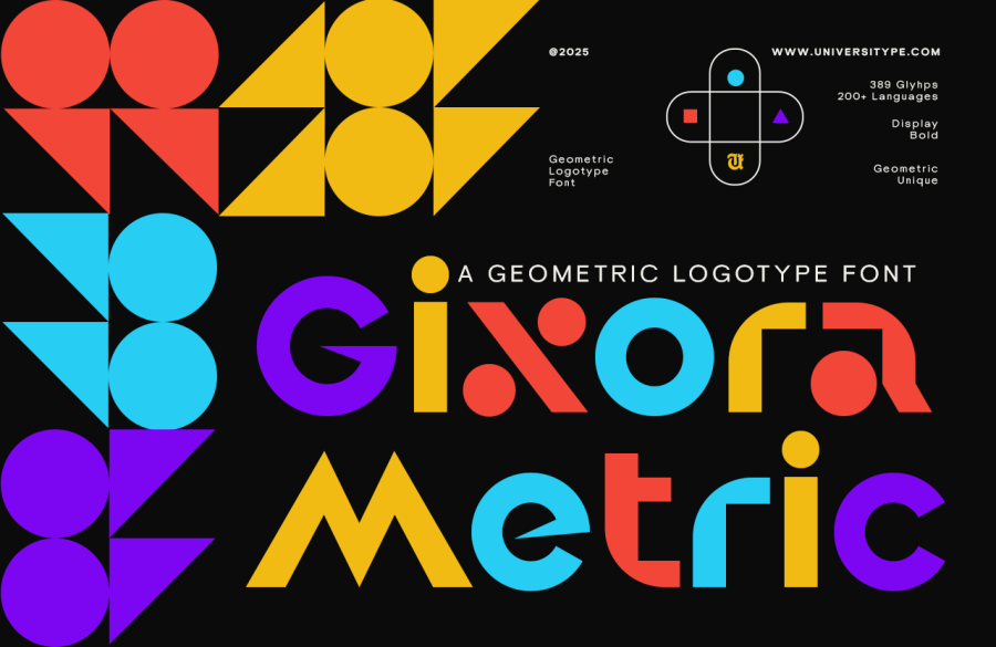 Gixora Metric Geometric Logotype Font
