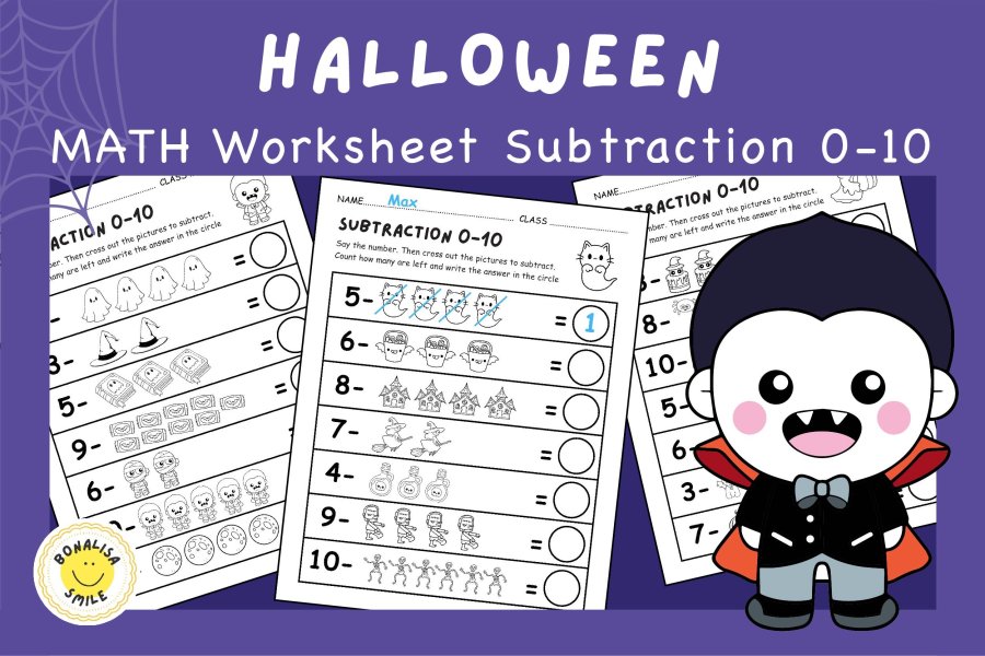 Halloween Subtraction Math Worksheets