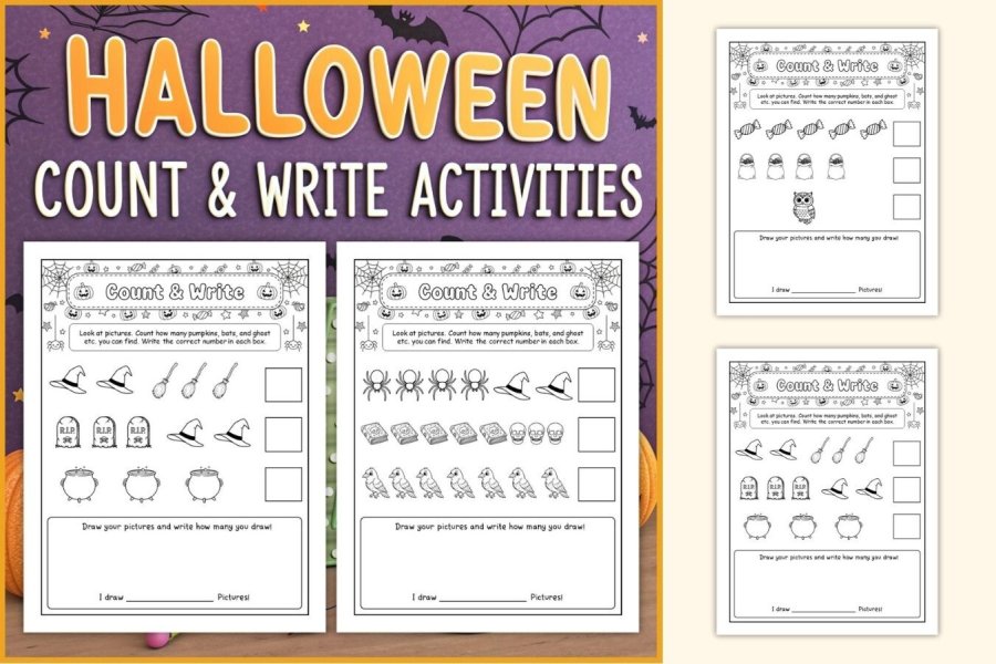 Spooky Halloween Counting Worksheets