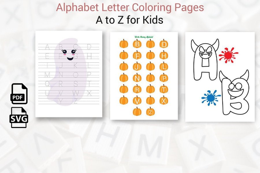 Halloween Alphabet Coloring Worksheet