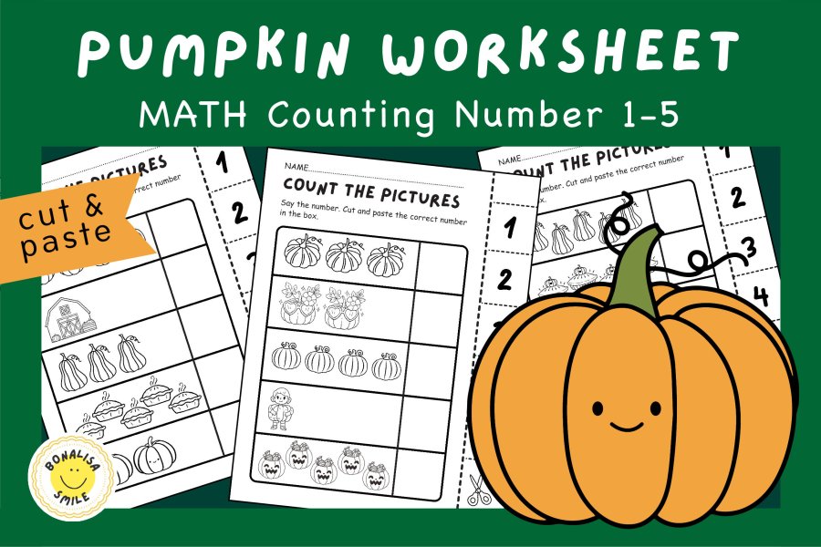 Pumpkin Halloween Cut and Paste Worksheet