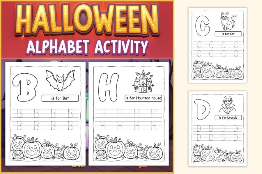 Halloween Alphabet Tracing Worksheets