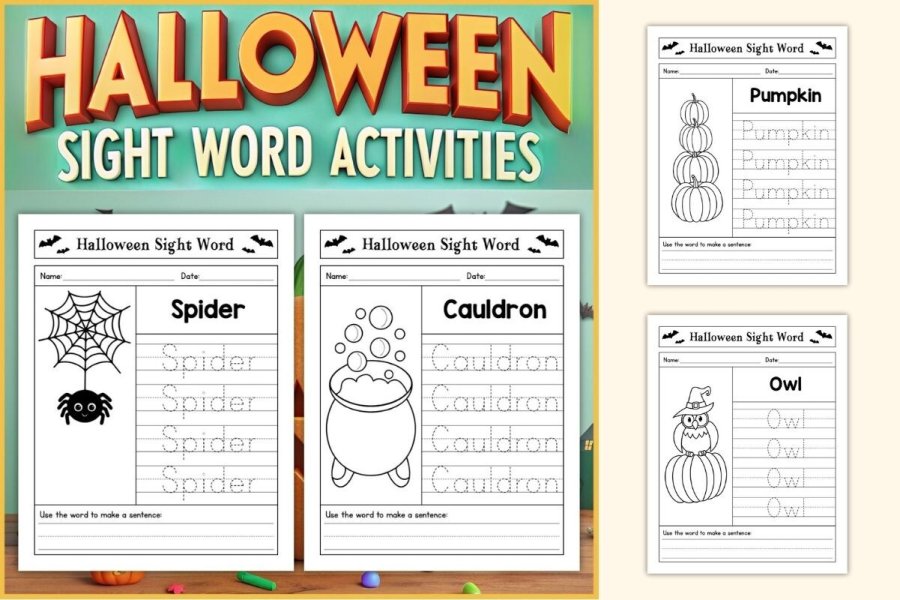 Halloween Sight Word Worksheets