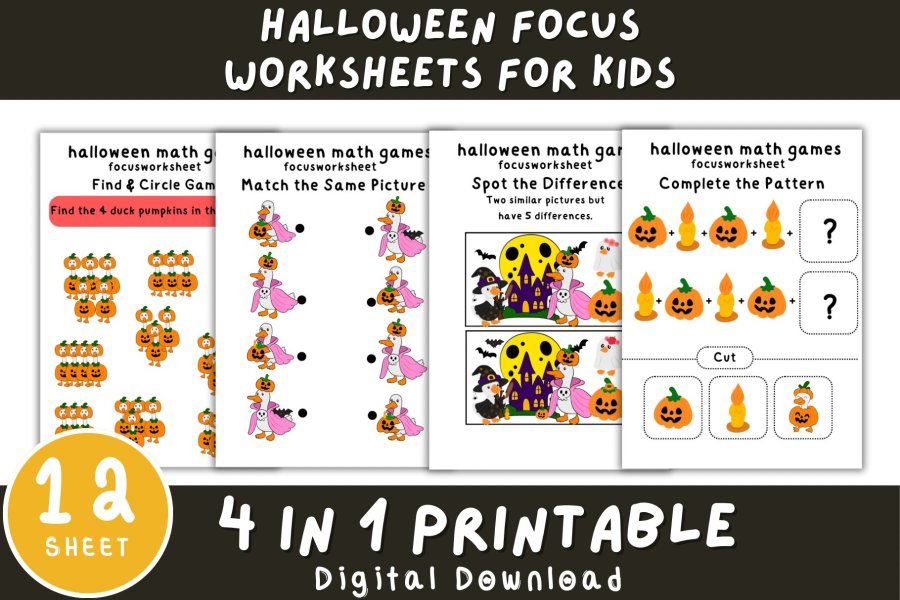 Halloween Focus Worksheets for Kids