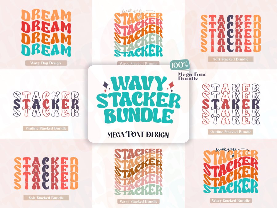 Wavy Stacker Retro Display Font