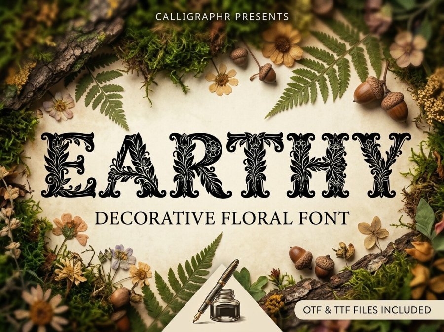 Earthy Decorative Floral Font