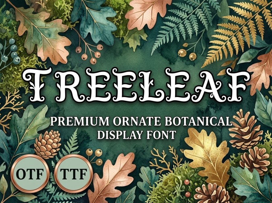 Treeleaf Ornate Botanical Display Font