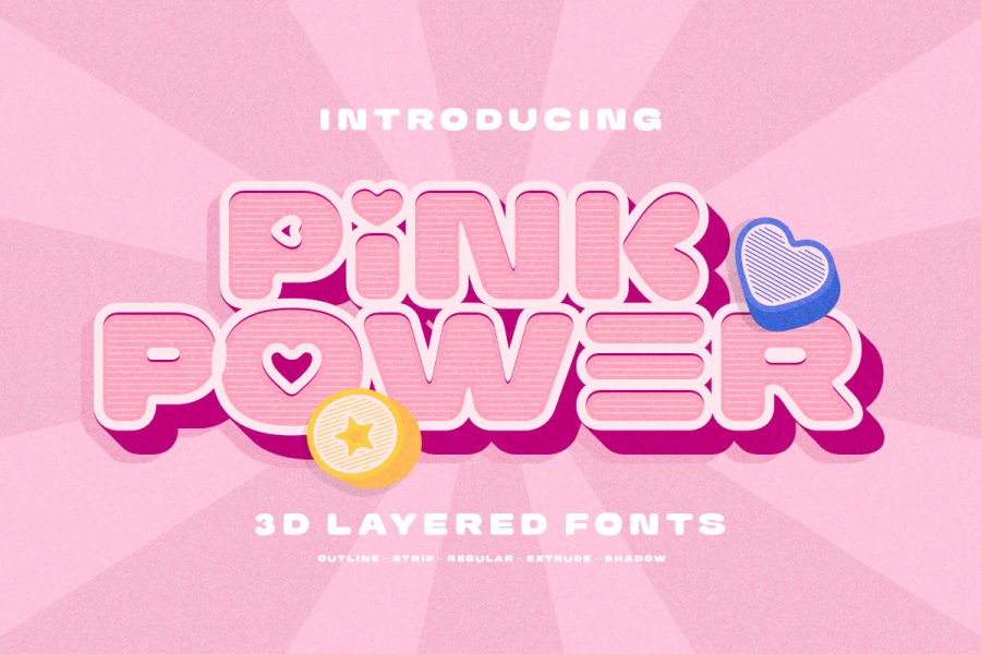 Pink Power Retro 3D Font