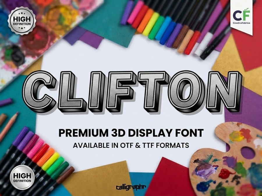Clifton 3D Display Font