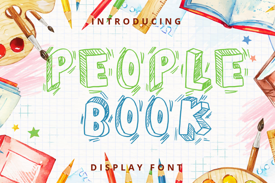 People Book 3D Outline Font