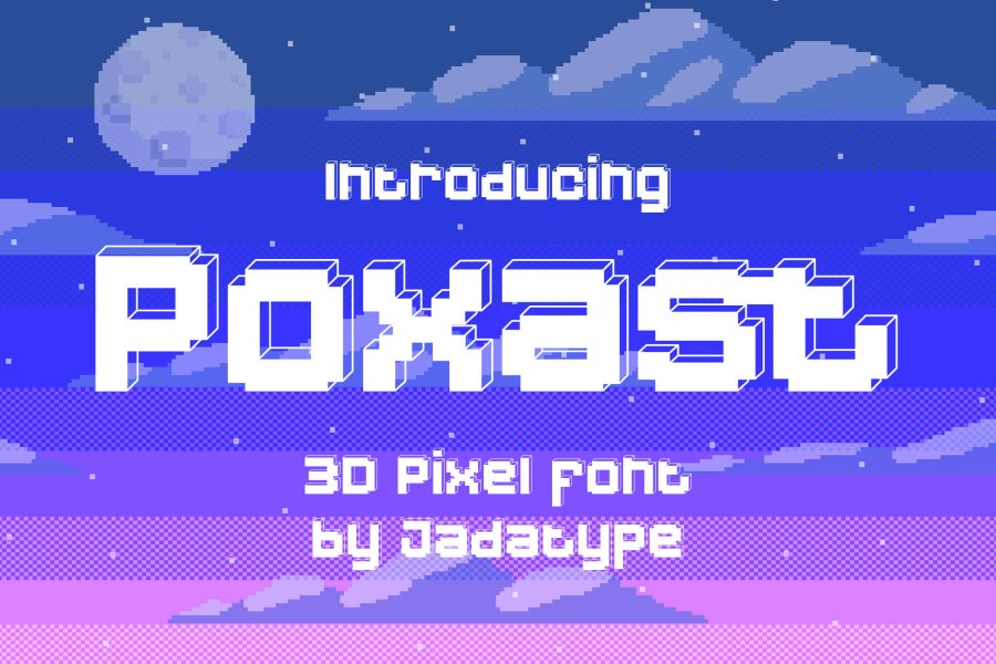 Poxast 3D Pixel Display Font