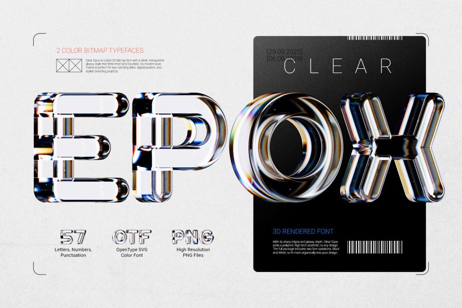 Clear Epox 3D Glass Bitmap Font