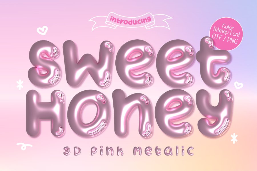 Sweet Honey Pink Metallic Font