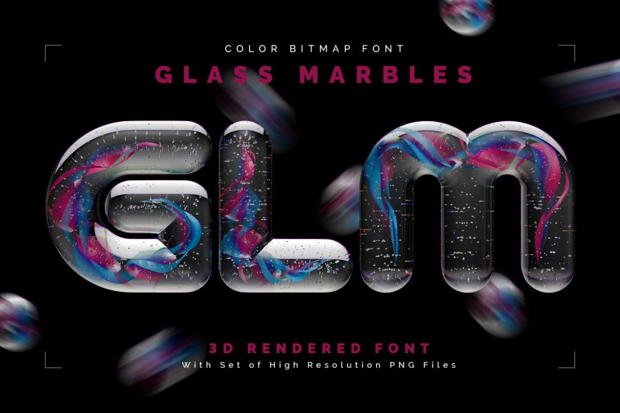 Glass Marbles Glossy 3D Color Font