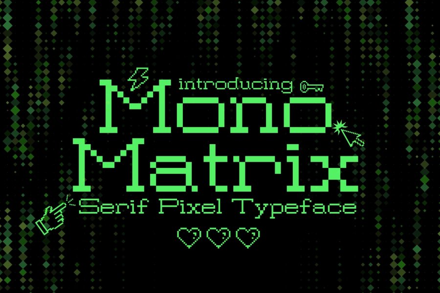 Mono Matrix Serif Pixel Font