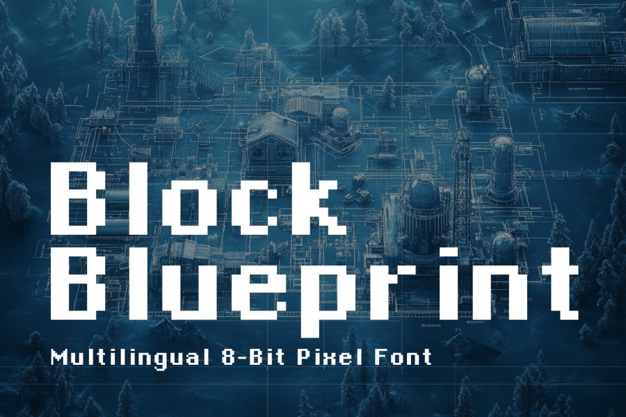 Block Blueprint Pixel Font