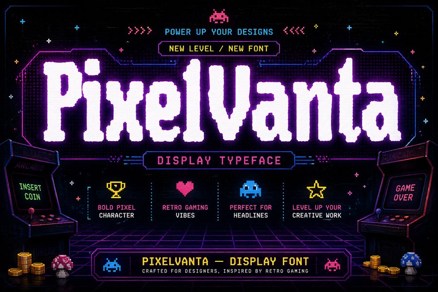 PixelVanta Retro Pixel Display Font