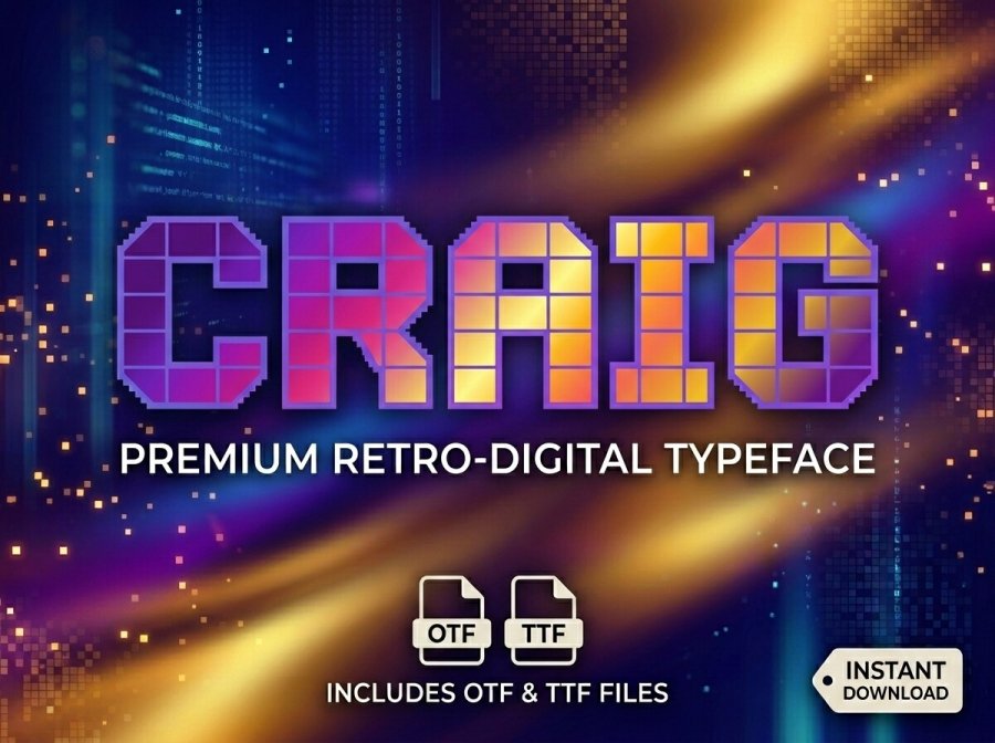 Craig Retro Pixel Display Font