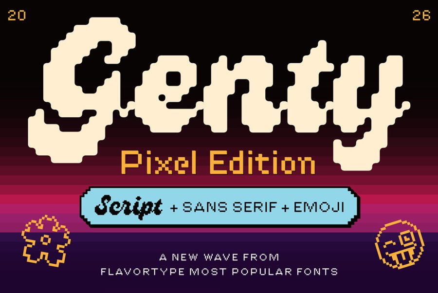 Genty Pixel Retro Script Font