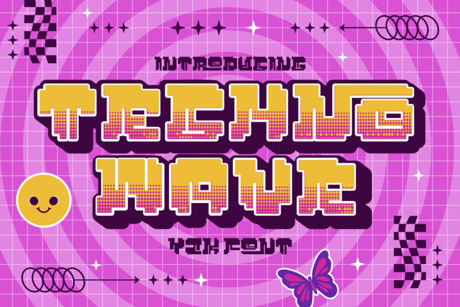Techno Wave Y2K Pixel Font