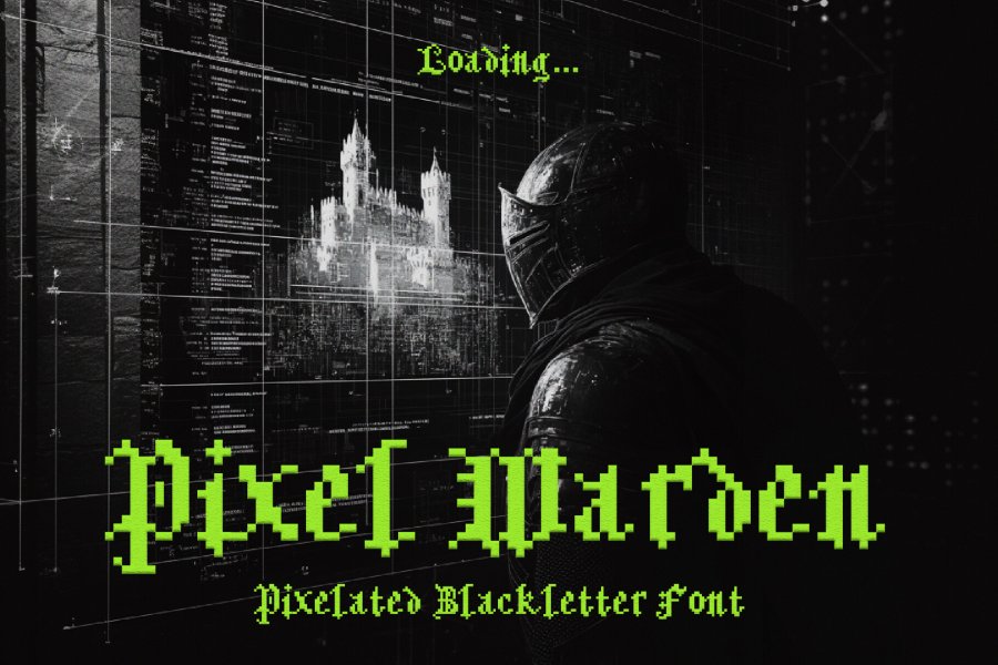 Pixel Warden Blackletter Pixel Font