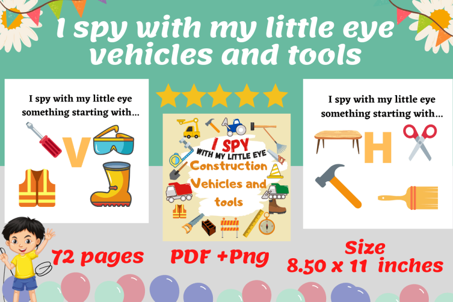 I Spy Vehicles and Tools Guessing Game
