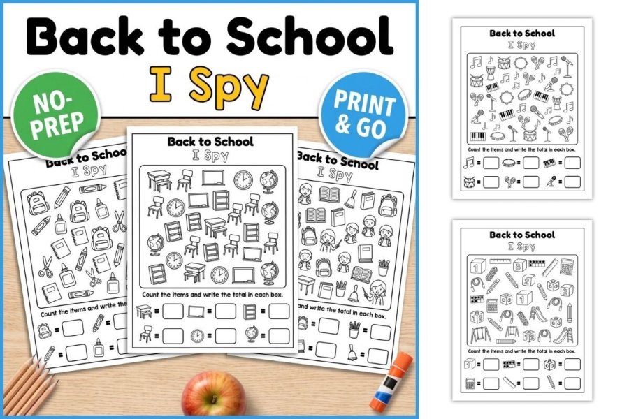 Back to School I Spy Worksheets