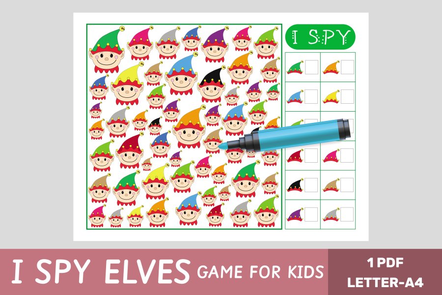 Elf Hat Counting I Spy Activity
